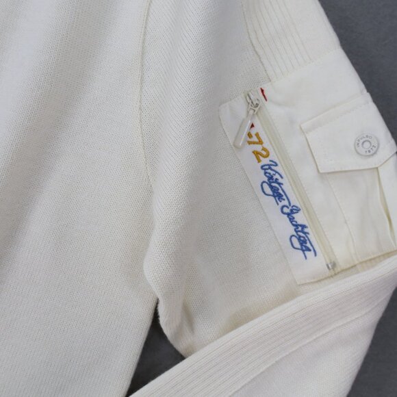 Impulso Sweater Sz 52 L Off White 1/4 Zip Merino Wool Blend Pullover Italy Yacht - Picture 2 of 7